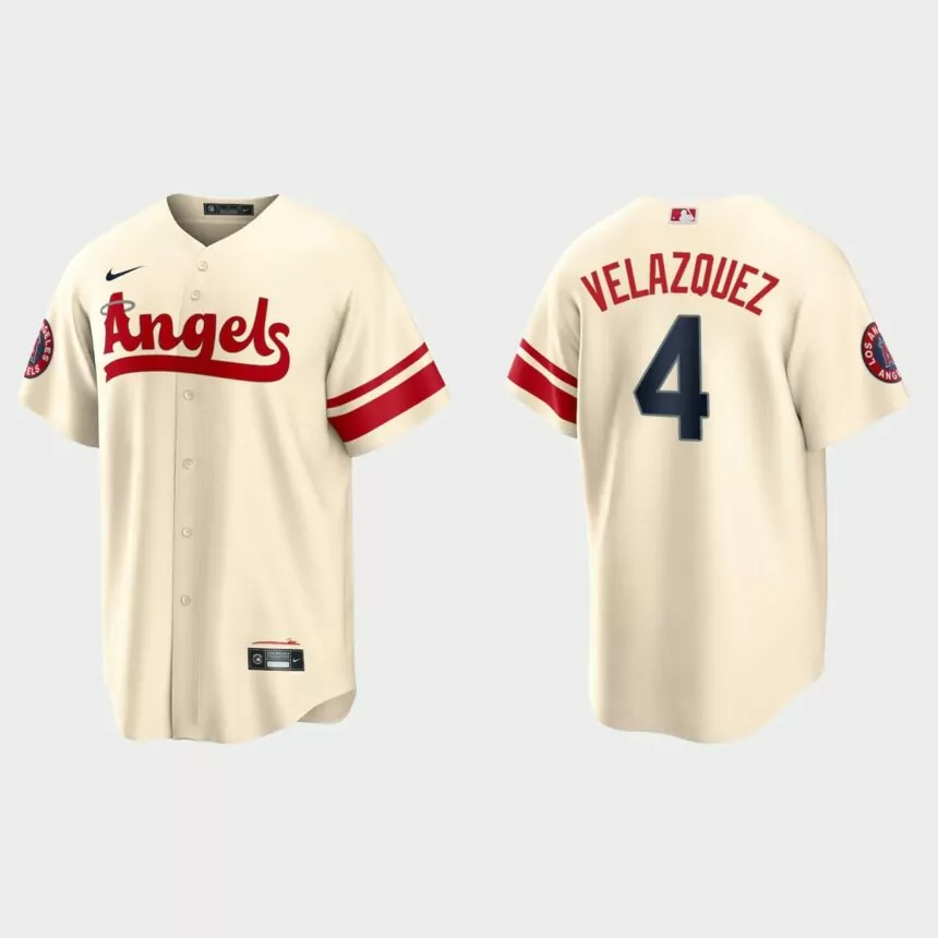 Los Angeles Angels Andrew Velazquez 2022 City Connect Replica Jersey – Cream