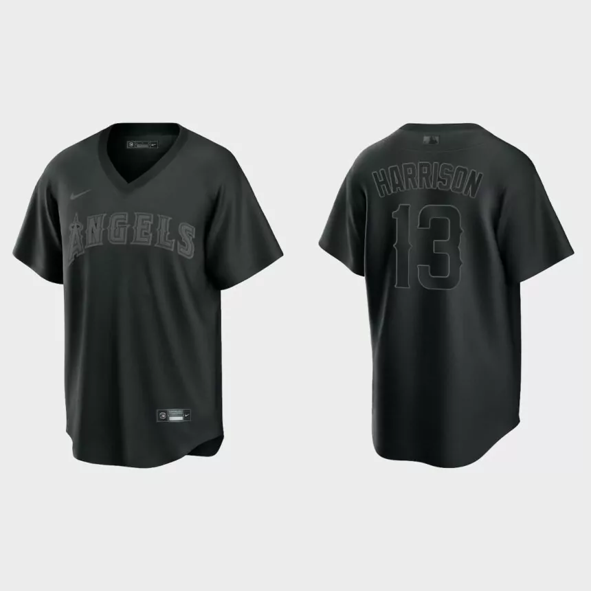 Los Angeles Angels Monte Harrison Pitch Black Fashion Replica Jersey – Black