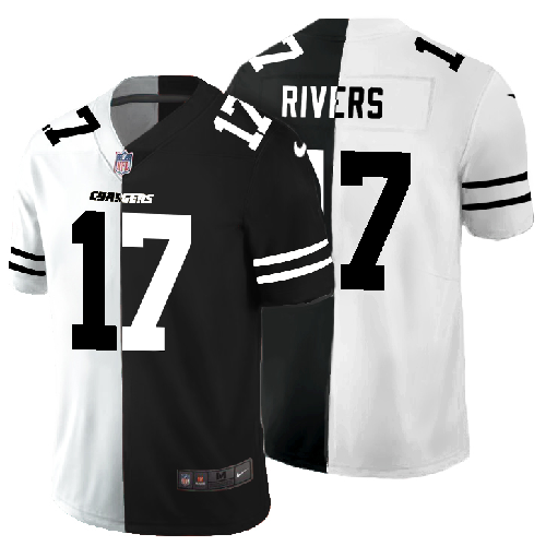 Los Angeles Chargers #17 Philip Rivers Men's Black V White Peace Split Nike Vapor Untouchable Limited NFL Jersey