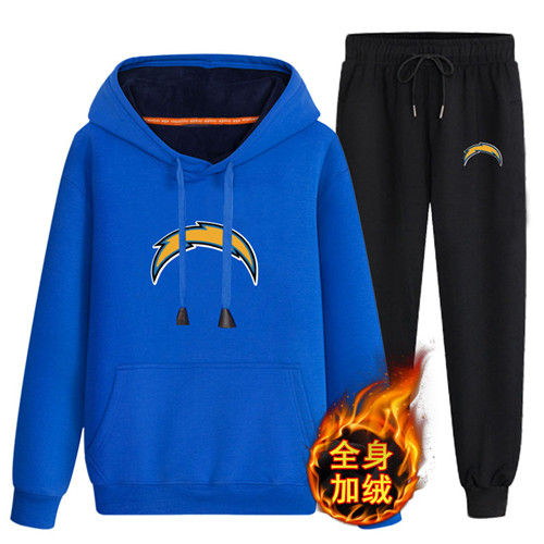 Los Angeles Chargers Bule Men's Winter Thicken NFL Pullover Hoodie & Pant