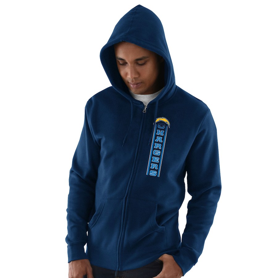 Los Angeles Chargers Hook And Ladder Full Zip Hoodie Navy