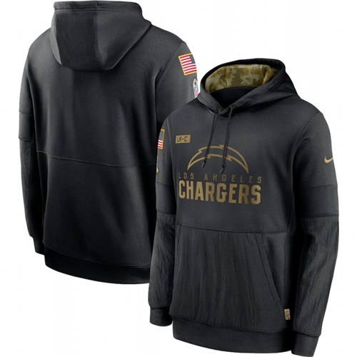 Los Angeles Chargers Nike 2020 Salute to Service Sideline Performance Pullover Hoodie Black