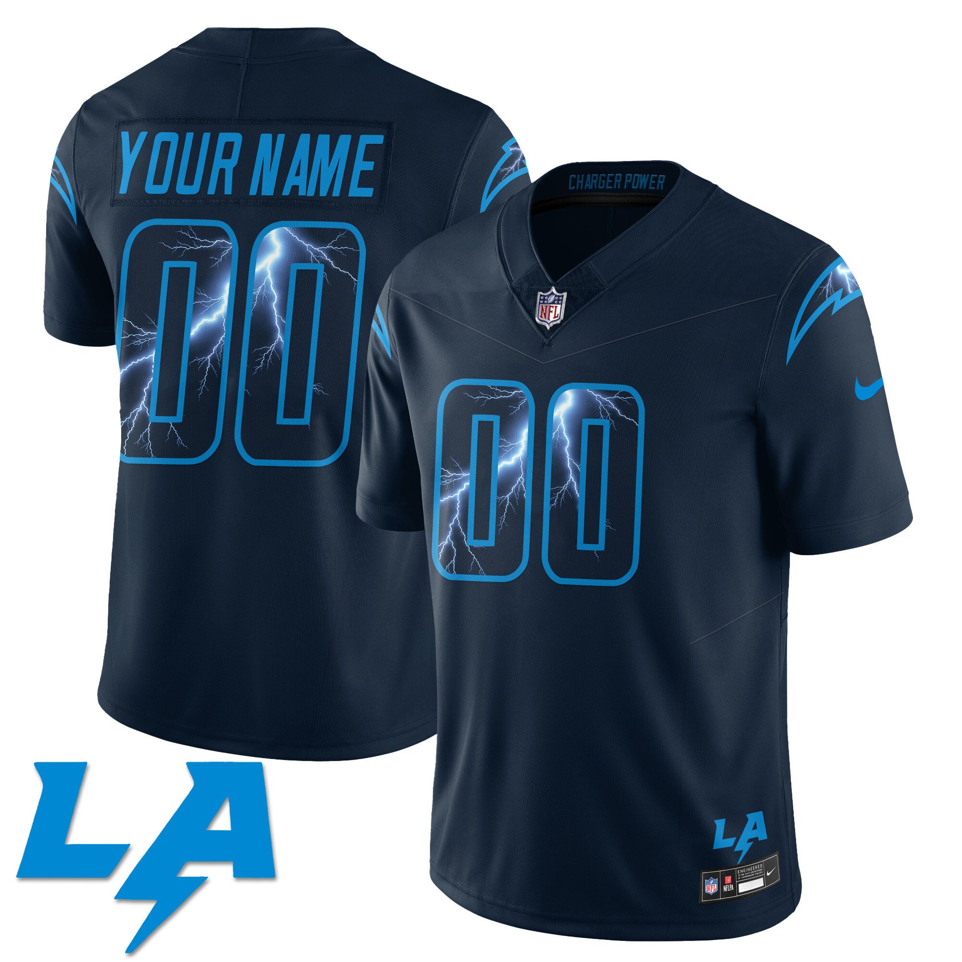 Los Angeles Chargers Rivarly Concept Custom Jersey navy