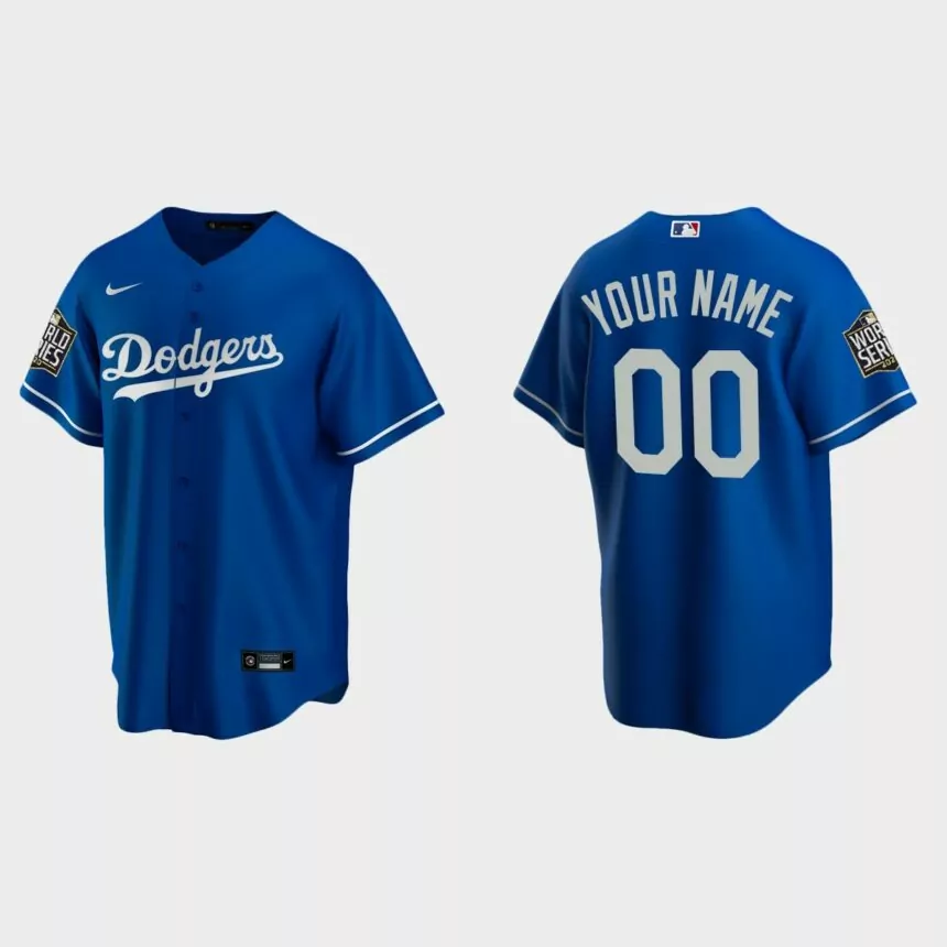Los Angeles Dodgers #00 Custom Replica 2020 World Series Alternate Jersey – Royal