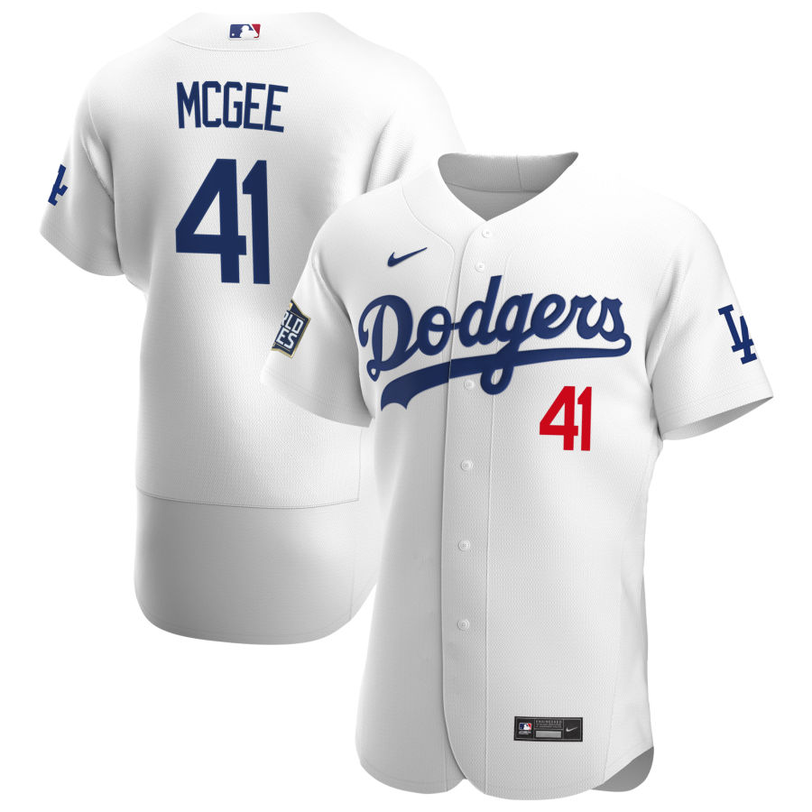 Los Angeles Dodgers #41 Jake McGee Men's Nike White Home 2020 World Series Bound Authentic Player MLB Jersey