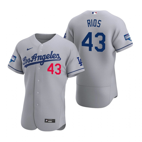 Los Angeles Dodgers #43 Edwin Rios Gray 2020 World Series Champions Authentic Jersey