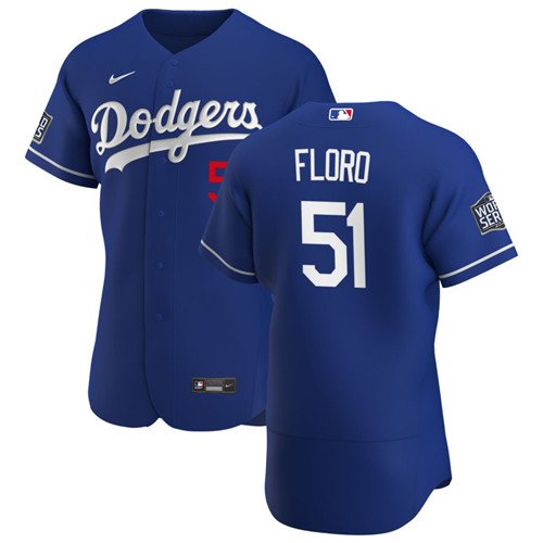 Los Angeles Dodgers #51 Dylan Floro Men's Nike Royal Alternate 2020 World Series Bound Authentic Player MLB Jersey