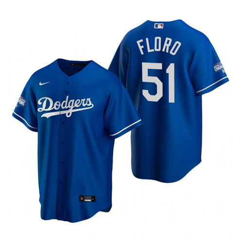 Los Angeles Dodgers #51 Dylan Floro Royal 2020 World Series Champions Replica Jersey