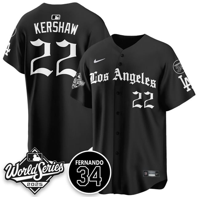 Los Angeles Dodgers 2025 Gothic NL Champions Jersey #22 Clayton Kershaw
