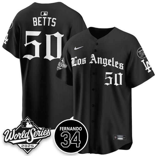 Los Angeles Dodgers 2025 Gothic NL Champions Jersey #50 Mookie Betts