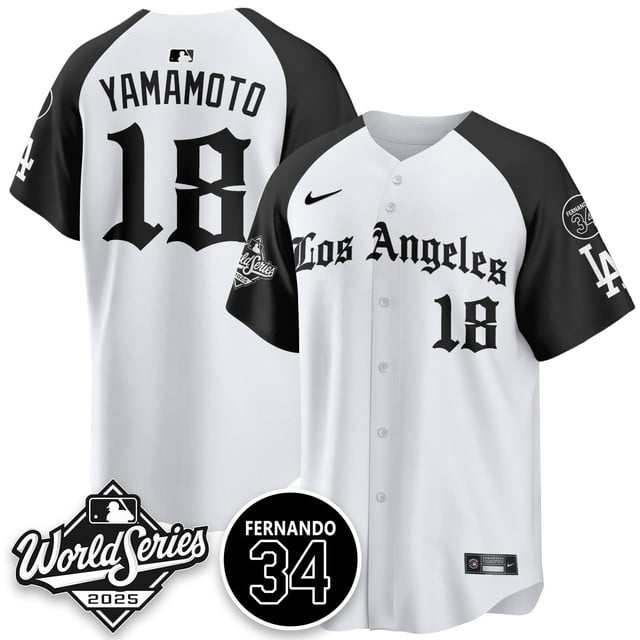 Los Angeles Dodgers 2025 Gothic NL Champions Jersey alternate #18 Yoshinobu Yamamoto