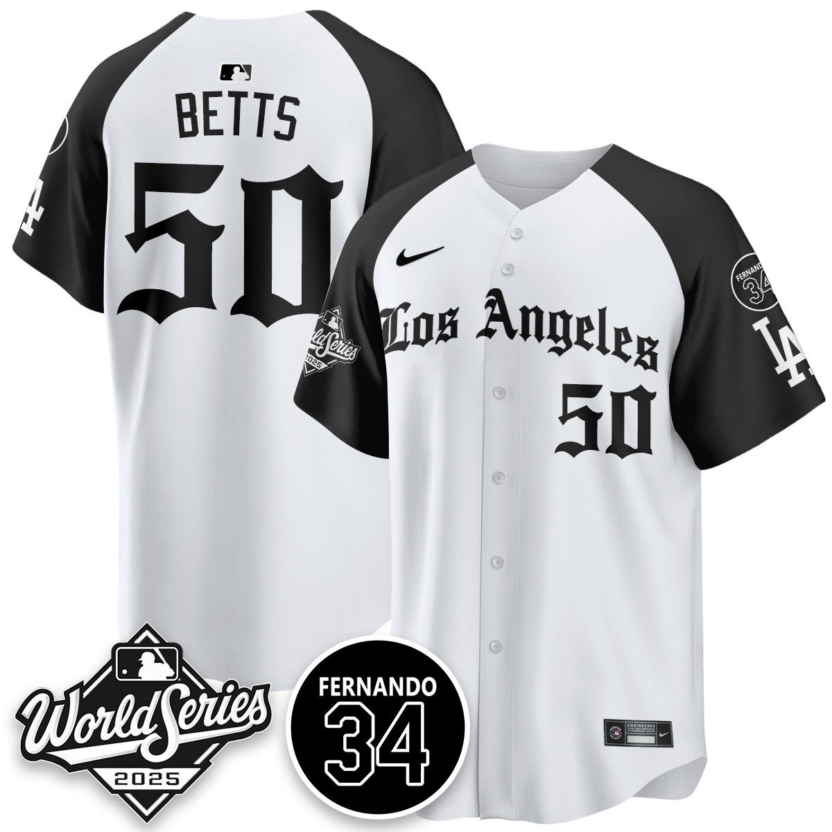 Los Angeles Dodgers 2025 Gothic NL Champions Jersey alternate #50 Mookie Betts