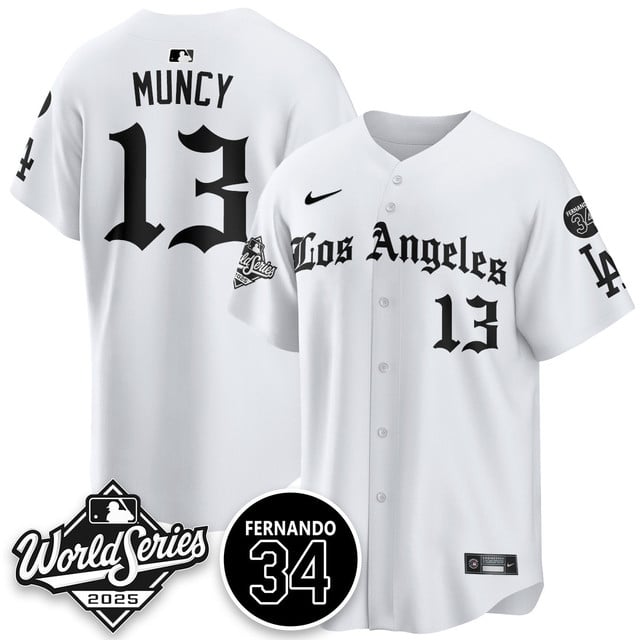 Los Angeles Dodgers 2025 Gothic NL Champions Jersey white #13 Max Muncy