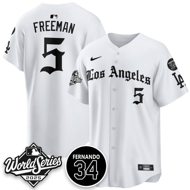 Los Angeles Dodgers 2025 Gothic NL Champions Jersey white #5 Freddie Freeman