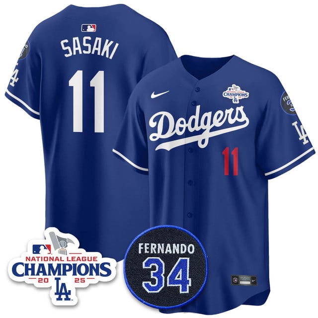 Los Angeles Dodgers 2025 NL Champions Jersey #11 Roki Sasaki