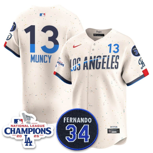 Los Angeles Dodgers 2025 NL Champions Jersey city connect #13 Max Muncy