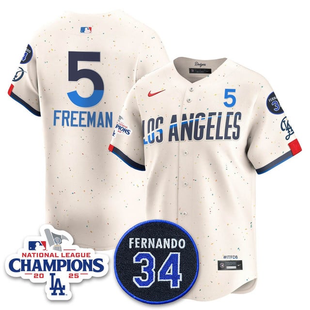 Los Angeles Dodgers 2025 NL Champions Jersey city connect #5 Freddie Freeman