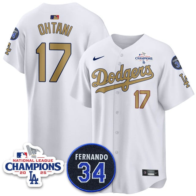 Los Angeles Dodgers 2025 NL Champions Jersey gold #17 Shohei Ohtani