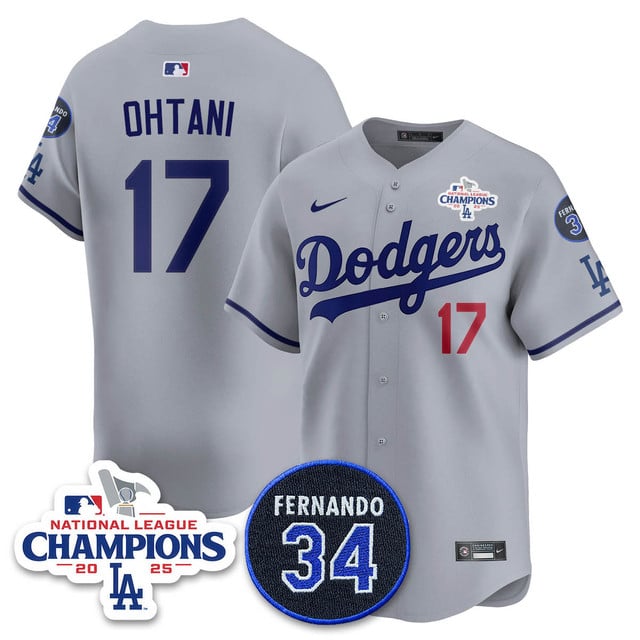 Los Angeles Dodgers 2025 NL Champions Jersey gray #17 Shohei Ohtani