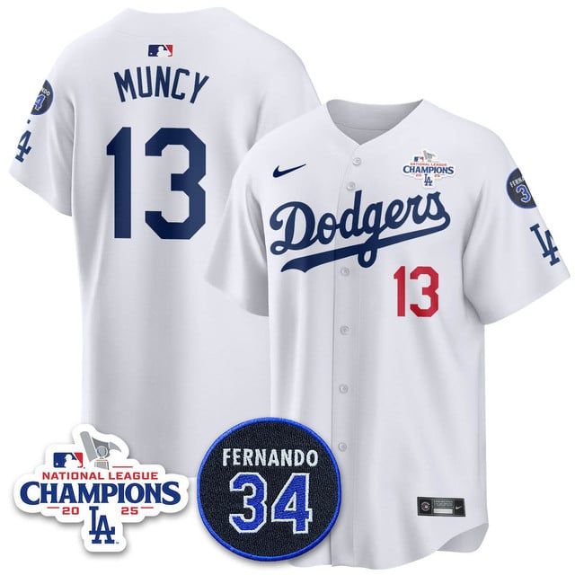 Los Angeles Dodgers 2025 NL Champions Jersey white #13 Max Muncy