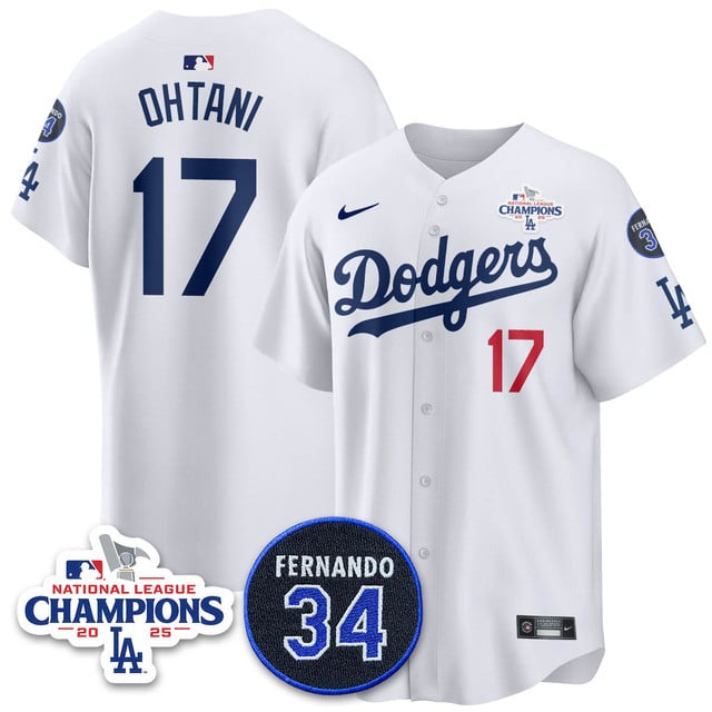 Los Angeles Dodgers 2025 NL Champions Jersey white #17 Shohei Ohtani
