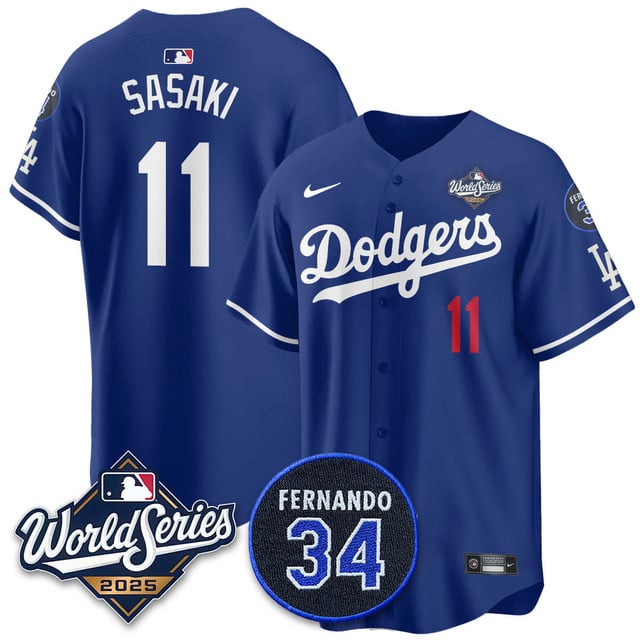 Los Angeles Dodgers 2025 National League Champions Jersey #11 Roki Sasaki