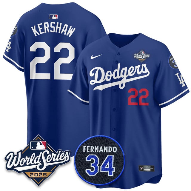 Los Angeles Dodgers 2025 National League Champions Jersey #22 Clayton Kershaw