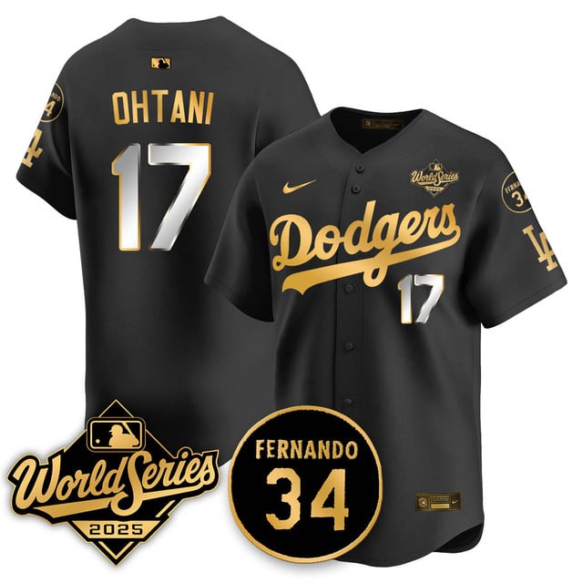 Los Angeles Dodgers 2025 National League Champions Jersey black gold #17 Shohei Ohtani