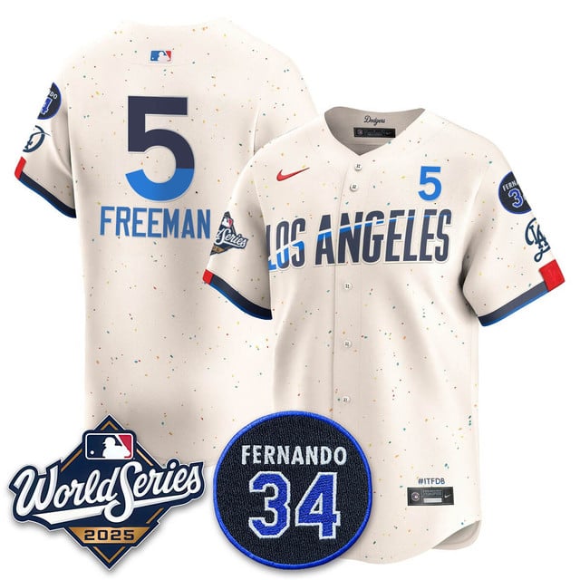 Los Angeles Dodgers 2025 National League Champions Jersey city connect #5 Freddie Freeman