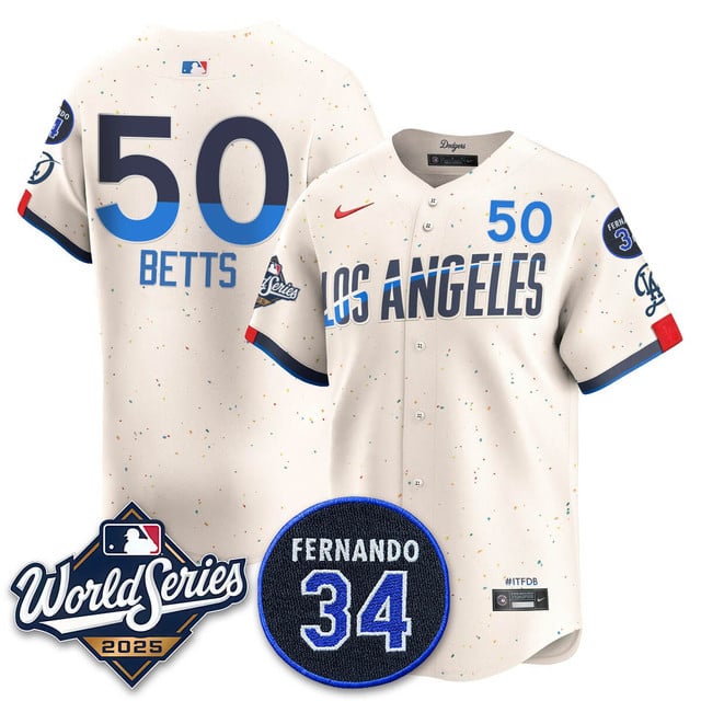 Los Angeles Dodgers 2025 National League Champions Jersey city connect #50 Mookie Betts