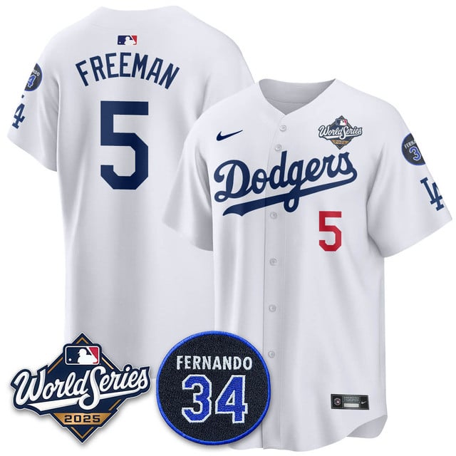 Los Angeles Dodgers 2025 National League Champions Jersey white #5 Freddie Freeman