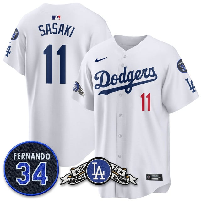 Los Angeles Dodgers 2025 National League Champions Jersey2 #11 Roki Sasaki