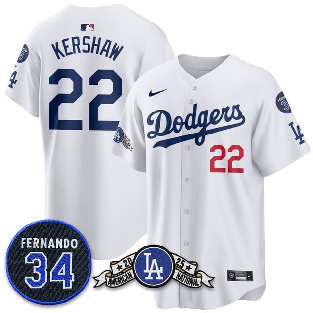 Los Angeles Dodgers 2025 National League Champions Jersey2 #22 Clayton Kershaw