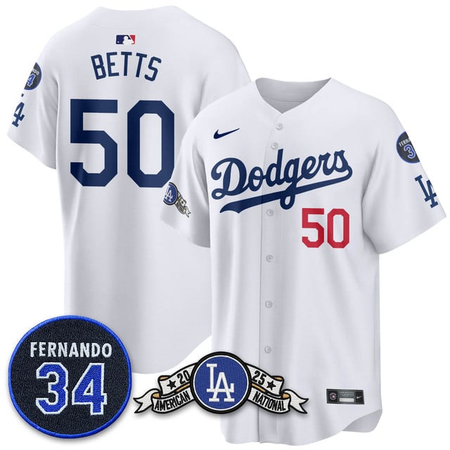 Los Angeles Dodgers 2025 National League Champions Jersey2 #50 Mookie Betts