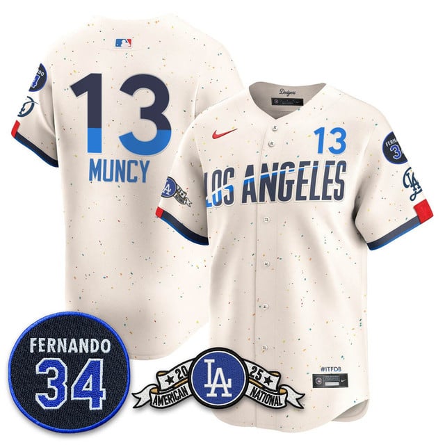 Los Angeles Dodgers 2025 National League Champions Jersey2 city connect #13 Max Muncy