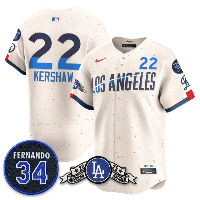 Los Angeles Dodgers 2025 National League Champions Jersey2 city connect #22 Clayton Kershaw