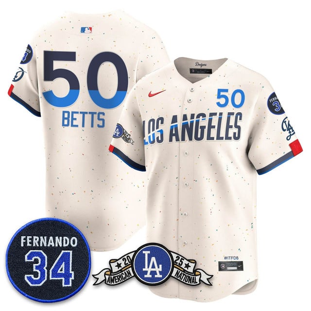 Los Angeles Dodgers 2025 National League Champions Jersey2 city connect #50 Mookie Betts