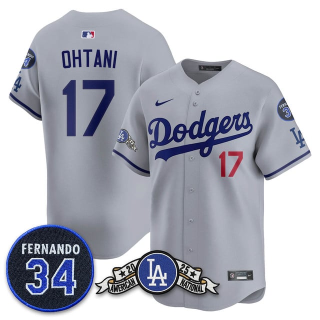 Los Angeles Dodgers 2025 National League Champions Jersey2 gray #17 Shohei Ohtani