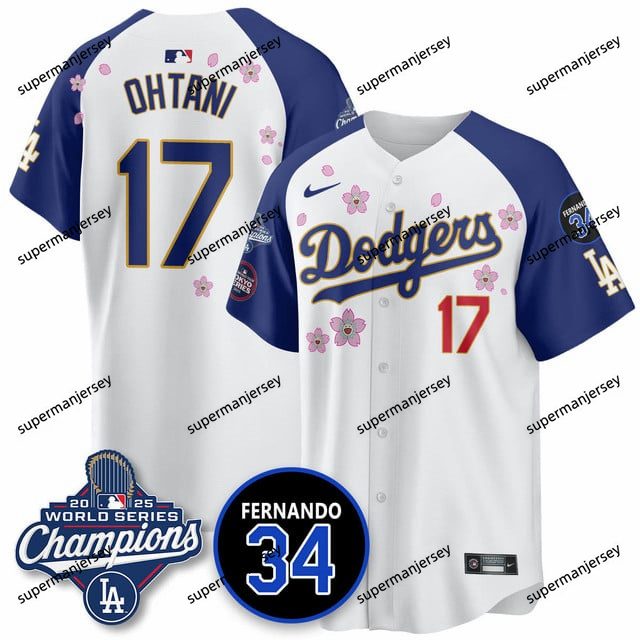 Los Angeles Dodgers 2025 World Series Champions   Jersey - All Stitched 17    Shohei Ohtani