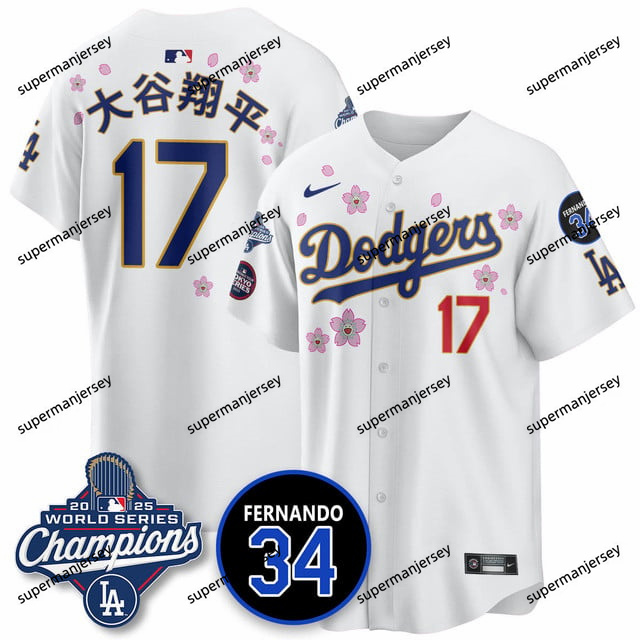 Los Angeles Dodgers 2025 World Series Champions   Jersey - All Stitched 17   Shohei Ohtani (Kanji)