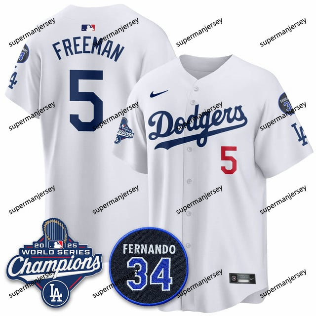Los Angeles Dodgers 2025 World Series Champions   Jersey - All Stitched Freddie Freeman   5