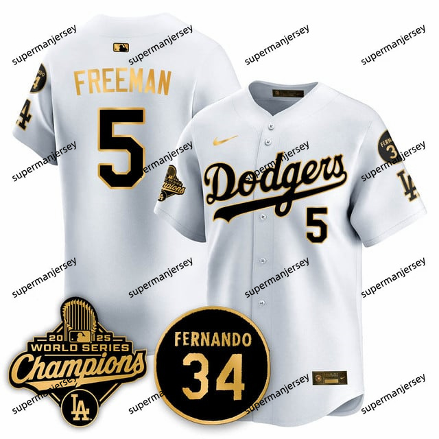 Los Angeles Dodgers 2025 World Series Champions   Jersey - All Stitched Freddie Freeman5