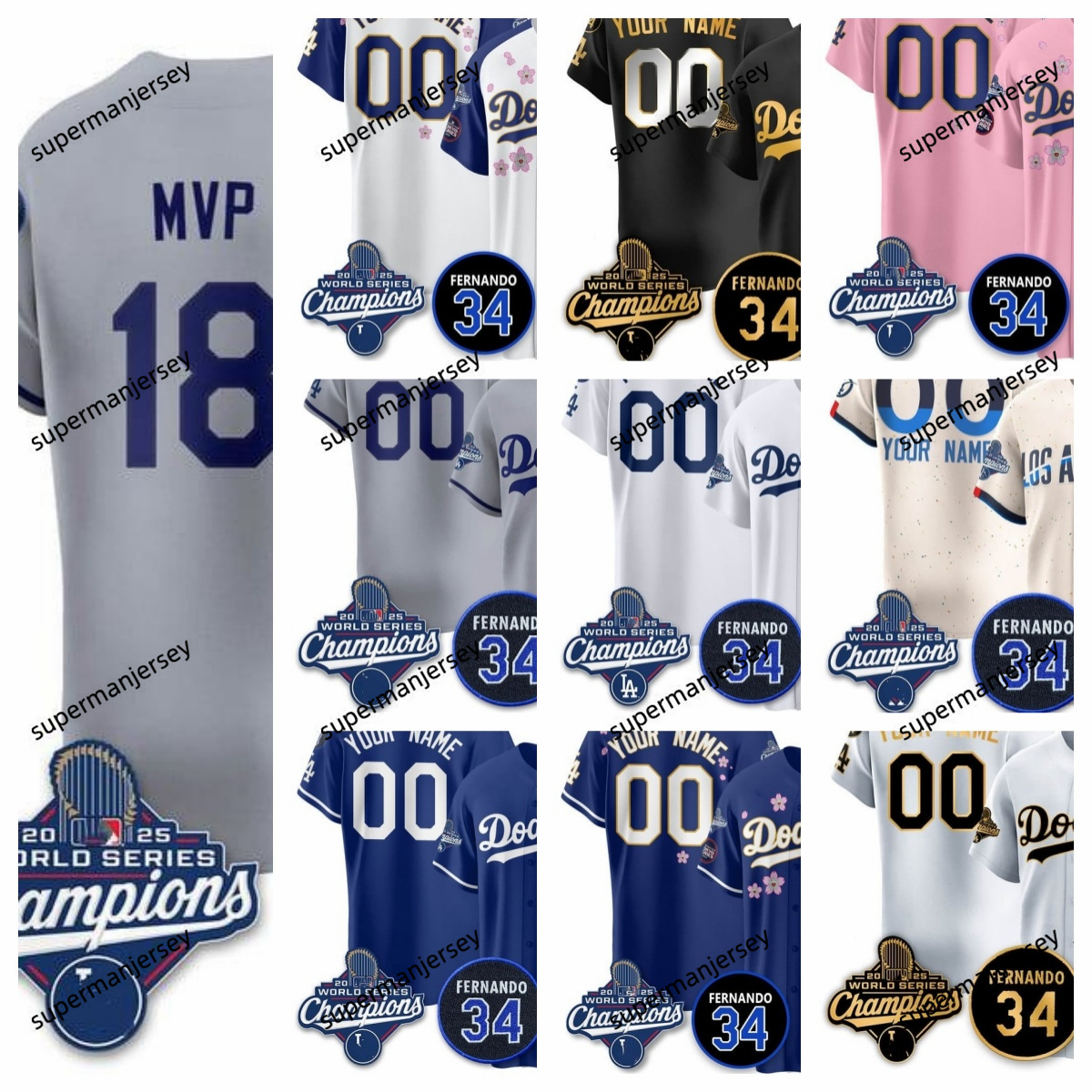 Los Angeles Dodgers 2025 World Series Champions   Jersey - All Stitched MVP   18_副3本