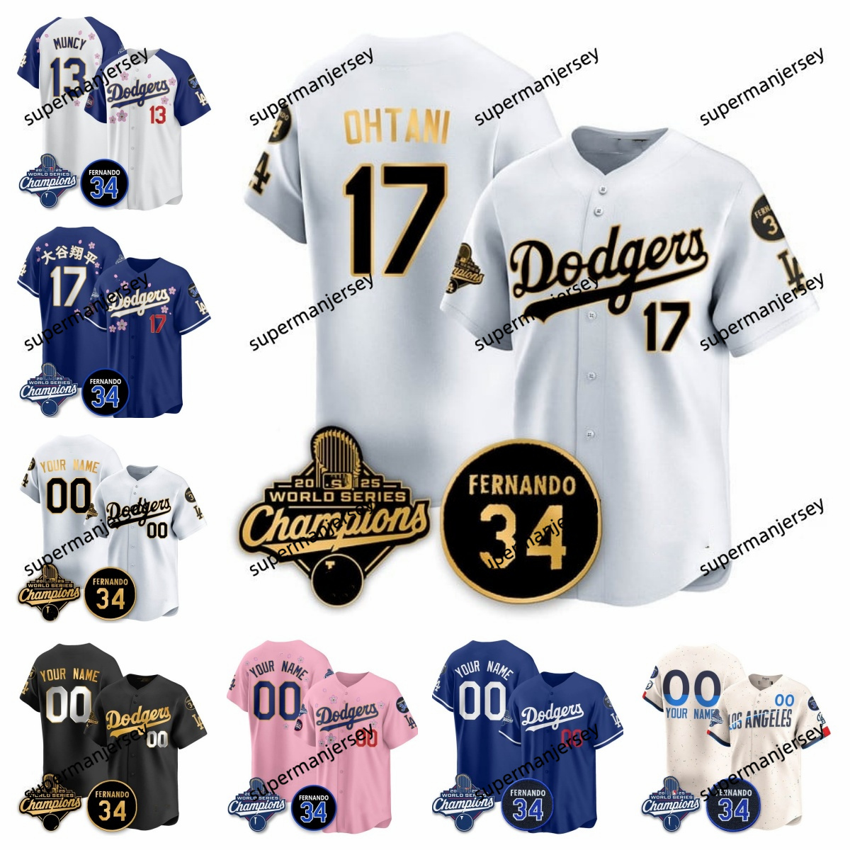 Los Angeles Dodgers 2025 World Series Champions   Jersey - All Stitched MVP  21 18_副本