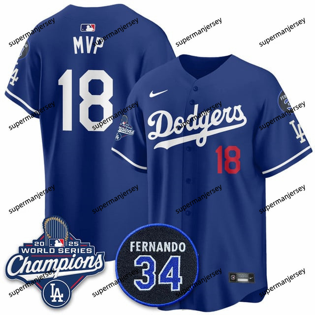 Los Angeles Dodgers 2025 World Series Champions   Jersey - All Stitched MVP