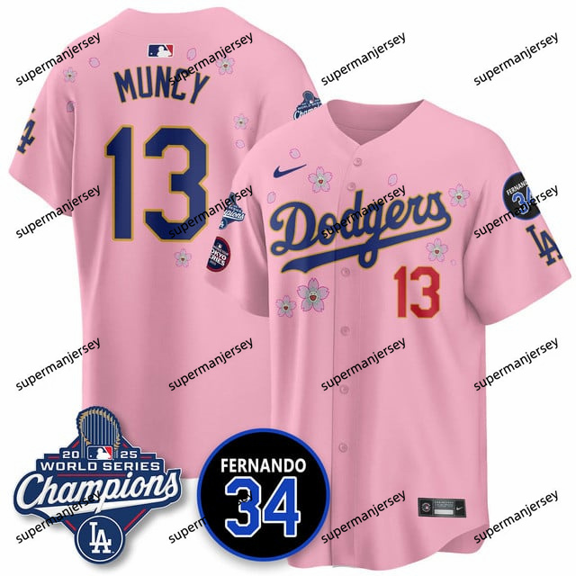 Los Angeles Dodgers 2025 World Series Champions   Jersey - All Stitched Max   Muncy    13