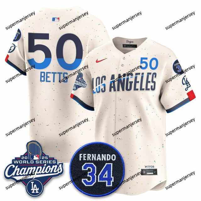 Los Angeles Dodgers 2025 World Series Champions   Jersey - All Stitched Mookie Betts     50
