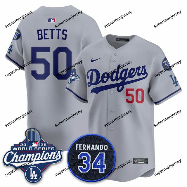 Los Angeles Dodgers 2025 World Series Champions   Jersey - All Stitched Mookie Betts    50