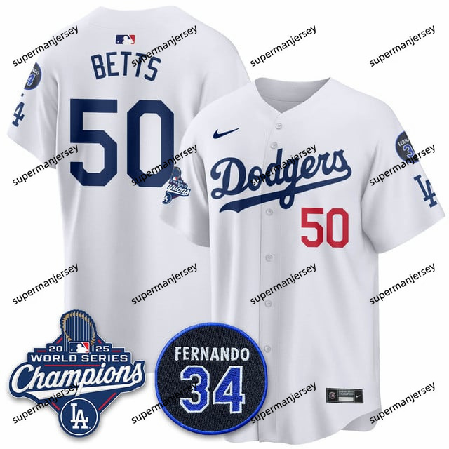Los Angeles Dodgers 2025 World Series Champions   Jersey - All Stitched Mookie Betts   50