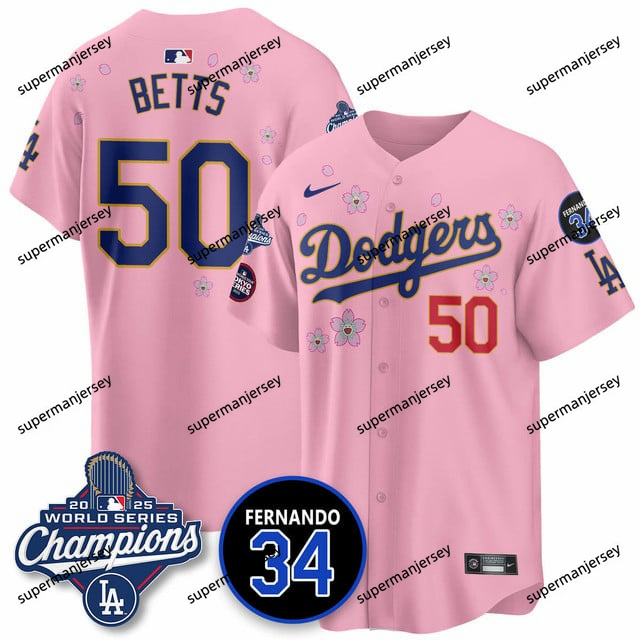 Los Angeles Dodgers 2025 World Series Champions   Jersey - All Stitched Mookie Betts50